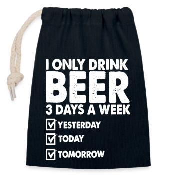 Je ne bois de la bière que 3 jours par semaine - Sac cadeau en coton avec cordon (14 x 20 cm) - bleu marine - Devant