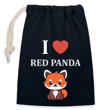 Panda roux - Sac cadeau en coton avec cordon (14 x 20 cm) - bleu marine - Devant