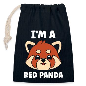 Panda roux - Sac cadeau en coton avec cordon (14 x 20 cm) - bleu marine - Devant