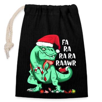 Funny T-Rex in Santa Hat FA RA RAWR Christmas Gift - Verschließbarer Geschenkbeutel aus Baumwolle (14x20cm) - Schwarz - Vorne