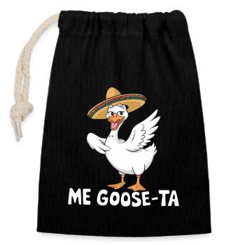 Me Goose-ta Lustige Gans im Sombrero Design - Verschließbarer Geschenkbeutel aus Baumwolle (14x20cm) - Schwarz - Vorne