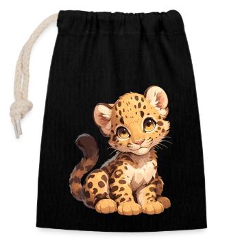Leoparden Leopard - Closable cotton gift bag (14x20cm) - black - Front