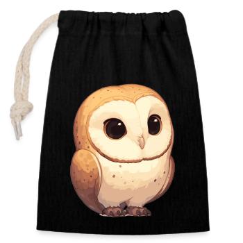 Barn Owl Schleiereulen Schleiereule - Verschließbarer Geschenkbeutel aus Baumwolle (14x20cm) - Schwarz - Vorne