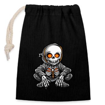 Skeleton Halloween - Closable cotton gift bag (14x20cm) - black - Front