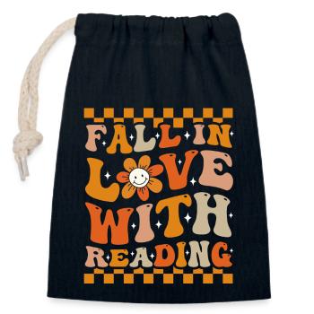Fall In Love With Reading Books Groovy Autumn - Closable cotton gift bag (14x20cm) - navy - Front