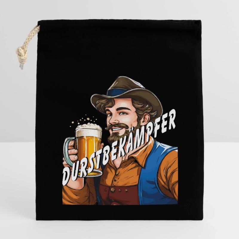 MANN Bier DURSTBEKÄMPFER Verschließbarer Geschenkbeutel aus Baumwolle (14x20cm)