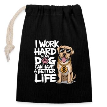 Je travaille dur - Sac cadeau en coton avec cordon (14 x 20 cm) - noir - Devant