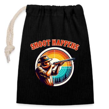Shoot Happens - Clay Pigeon Shooting Club - Closable cotton gift bag (14x20cm) - black - Front