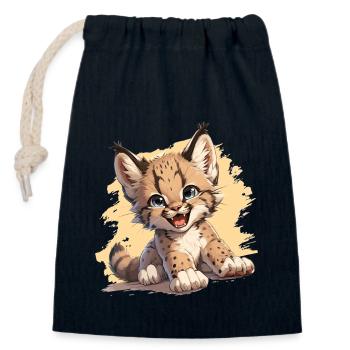 Lynx Luchse Luchs - Sac cadeau en coton avec cordon (14 x 20 cm) - bleu marine - Devant