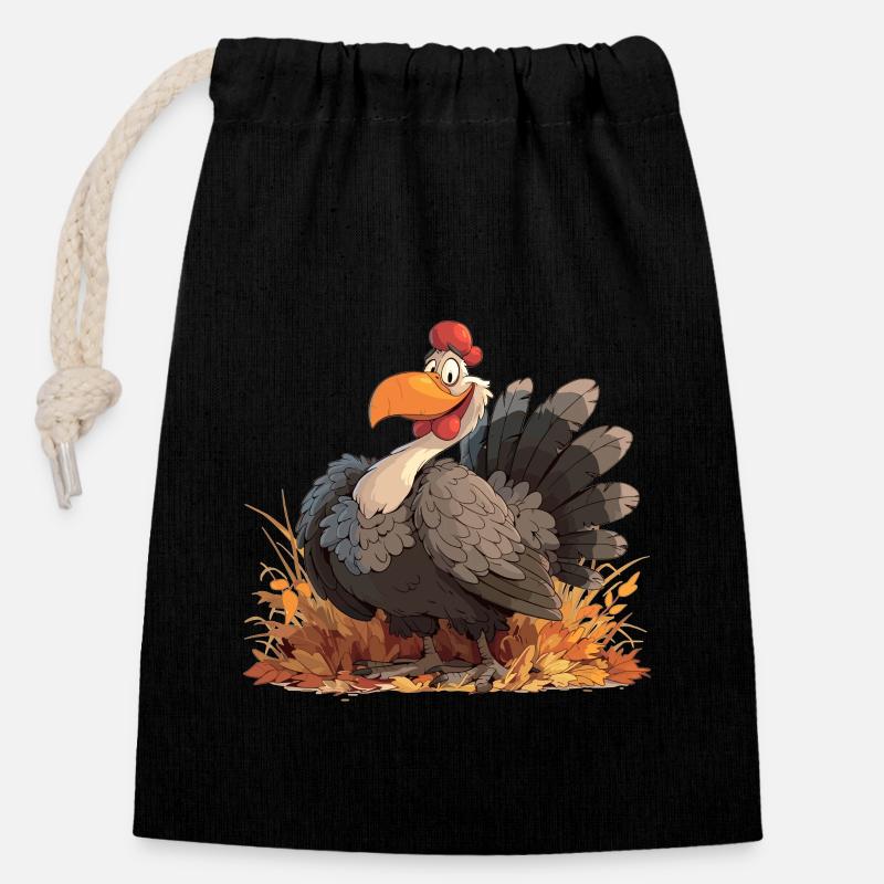 Turkey Truthähne Truthahn - Verschließbarer Geschenkbeutel aus Baumwolle (14x20cm) - Schwarz