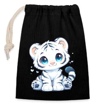White Tiger Weißer Tiger - Closable cotton gift bag (14x20cm) - black - Front