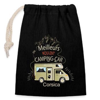 Corsica Camping Car France - Verschließbarer Geschenkbeutel aus Baumwolle (14x20cm) - Schwarz - Vorne