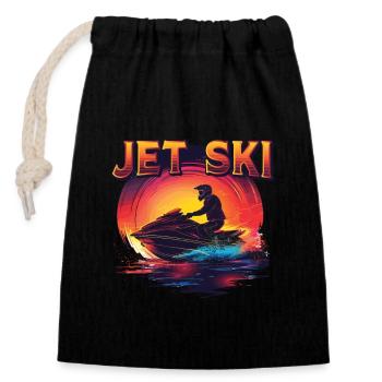 Jet Ski Adventure Retro Summer - Closable cotton gift bag (14x20cm) - black - Front