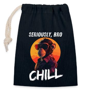 Seriously Bro Chill Affe Sonnenuntergang Gamer - Verschließbarer Geschenkbeutel aus Baumwolle (14x20cm) - Navy - Vorne