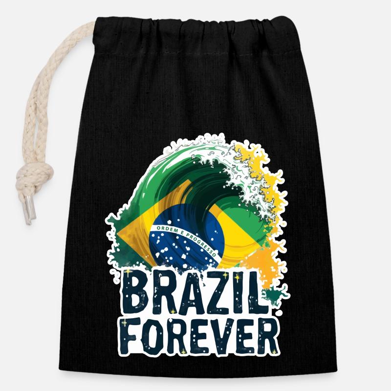 BRASILIEN - Sac cadeau en coton avec cordon (14 x 20 cm) - noir