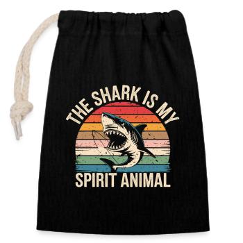 Hai The Shark Is My Spirit Animal - Verschließbarer Geschenkbeutel aus Baumwolle (14x20cm) - Schwarz - Vorne