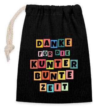 Abschiedsgeschenk Kita Kindergarten Erzieher - Verschließbarer Geschenkbeutel aus Baumwolle (14x20cm) - Schwarz - Vorne