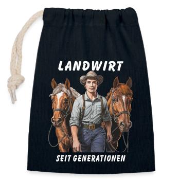 LANDWIRT SEIT GENERATIONEN - Verschließbarer Geschenkbeutel aus Baumwolle (14x20cm) - Navy - Vorne