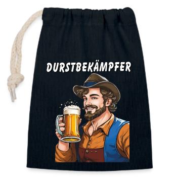 HOMME BIÈRE DÉSALTÉRANT - Sac cadeau en coton avec cordon (14 x 20 cm) - bleu marine - Devant