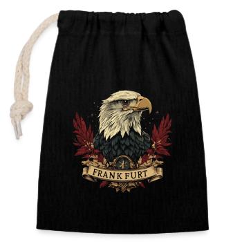 Frankfurt Eagle Banner FFM Football Fans - Sac cadeau en coton avec cordon (14 x 20 cm) - noir - Devant