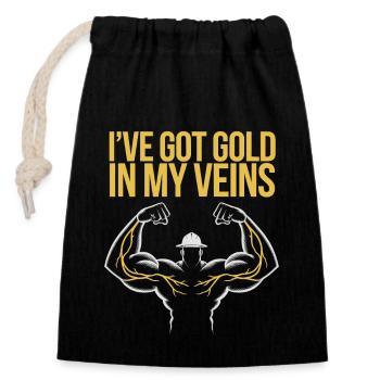 Gold Rush Adventure Gold Prospector Treasure Hunt - Closable cotton gift bag (14x20cm) - black - Front
