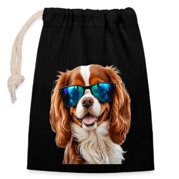 Cavalier King Charles Spaniel Lunettes de soleil Chien - Sac cadeau en coton avec cordon (14 x 20 cm) - noir - Devant