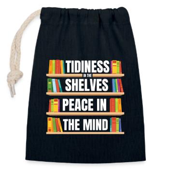 Library Assistant Librarian - Closable cotton gift bag (14x20cm) - navy - Front