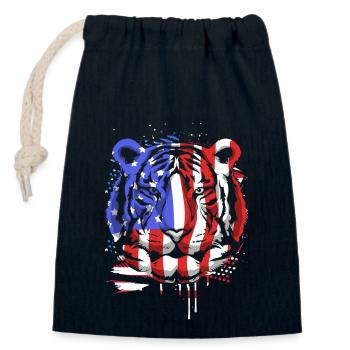 White Tiger - Closable cotton gift bag (14x20cm) - navy - Front