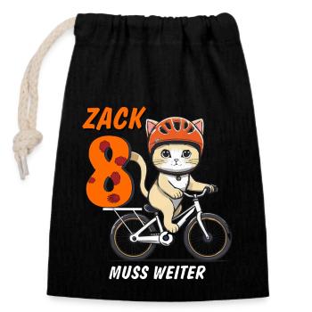 CAT BIKE MUST CONTINUE ZACK EIGHT - Closable cotton gift bag (14x20cm) - black - Front
