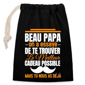 Papa on a essayé de te trouver le meilleur cadeau - Sac cadeau en coton avec cordon (14 x 20 cm) - noir - Devant