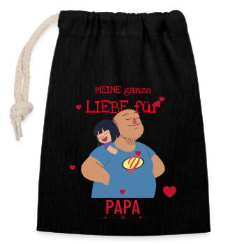 Meine Ganze Liebe Für Papa - Verschließbarer Geschenkbeutel aus Baumwolle (14x20cm) - Schwarz - Vorne