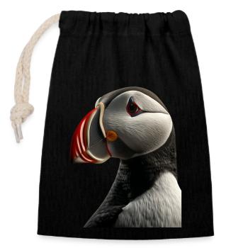 Puffin - Closable cotton gift bag (14x20cm) - black - Front