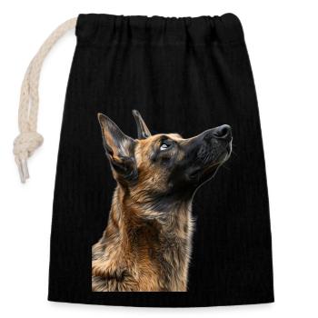Belgischer Malinois - Verschließbarer Geschenkbeutel aus Baumwolle (14x20cm) - Schwarz - Vorne