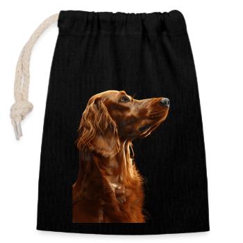 Setter irlandais - Sac cadeau en coton avec cordon (14 x 20 cm) - noir - Devant