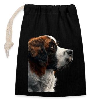 Saint-bernard - Sac cadeau en coton avec cordon (14 x 20 cm) - noir - Devant