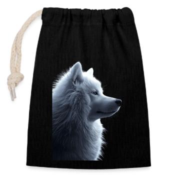 Samoyed - Closable cotton gift bag (14x20cm) - black - Front