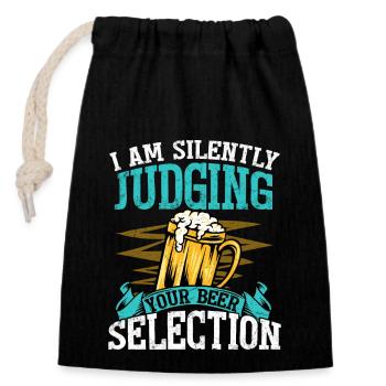 I Am Silently Judging Your Beer Selection Brew Cra - Verschließbarer Geschenkbeutel aus Baumwolle (14x20cm) - Schwarz - Vorne