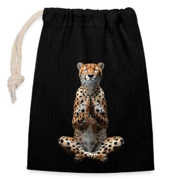 Guépard - Sac cadeau en coton avec cordon (14 x 20 cm) - noir - Devant
