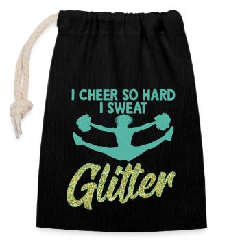 I Cheer So Hard I Sweat Glitter Cheerleader Cheerl - Closable cotton gift bag (14x20cm) - black - Front