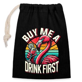 Cocktail de barman d’été de boisson flamant rose - Sac cadeau en coton avec cordon (14 x 20 cm) - noir - Devant