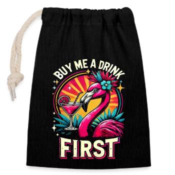 Tenue d’été flamant rose pour les amateurs de boissons - Sac cadeau en coton avec cordon (14 x 20 cm) - noir - Devant