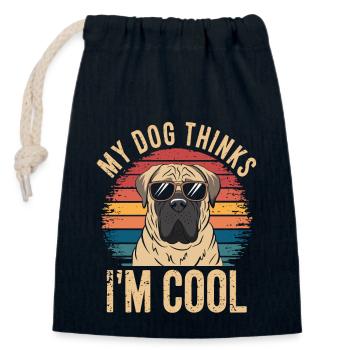 Mastiff Molosser Mon chien pense que je suis cool - Sac cadeau en coton avec cordon (14 x 20 cm) - bleu marine - Devant