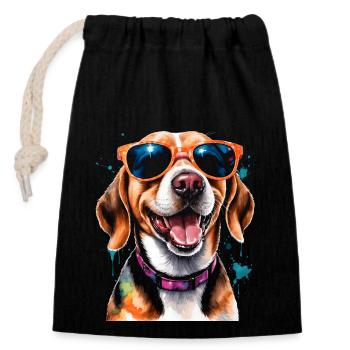 Beagle Sonnenbrille Hund Lustig Tier Design Print - Verschließbarer Geschenkbeutel aus Baumwolle (14x20cm) - Schwarz - Vorne
