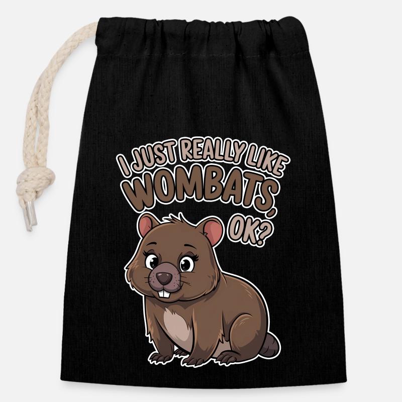Wombat Spruch Australien Lustiges Wombats Geschenk - Verschließbarer Geschenkbeutel aus Baumwolle (14x20cm) - Schwarz