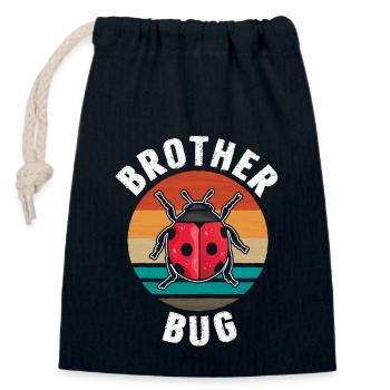 Brother Bug Coccinelle rétro - Sac cadeau en coton avec cordon (14 x 20 cm) - bleu marine - Devant