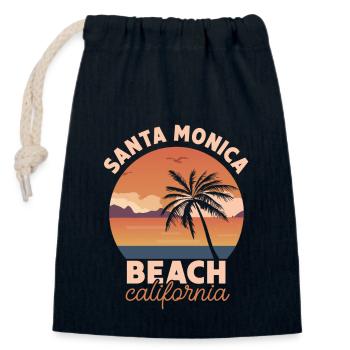 Santa Monica Beach California Sonnenuntergang - Verschließbarer Geschenkbeutel aus Baumwolle (14x20cm) - Navy - Vorne