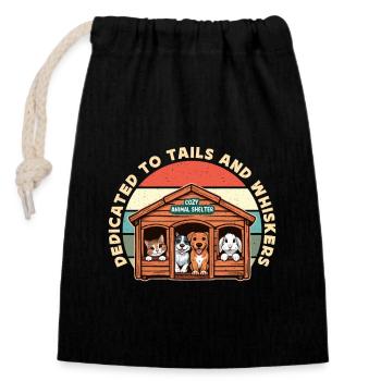 Animal Shelter Dedicated To Tails And Foster Home - Closable cotton gift bag (14x20cm) - black - Front