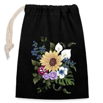 Blossom Arrangement - Closable cotton gift bag (14x20cm) - black - Front