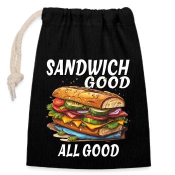 SANDWICH GOOD ALL GOOD - Verschließbarer Geschenkbeutel aus Baumwolle (14x20cm) - Schwarz - Vorne