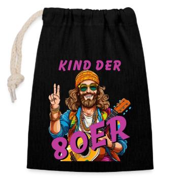HOMME ENFANT DES ANNÉES 80 - Sac cadeau en coton avec cordon (14 x 20 cm) - noir - Devant
